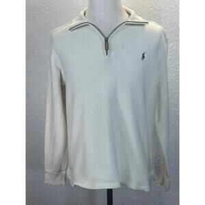 Polo Ralph Lauren Men's M Beige Long Sleeve 1/4 Zip Pullover